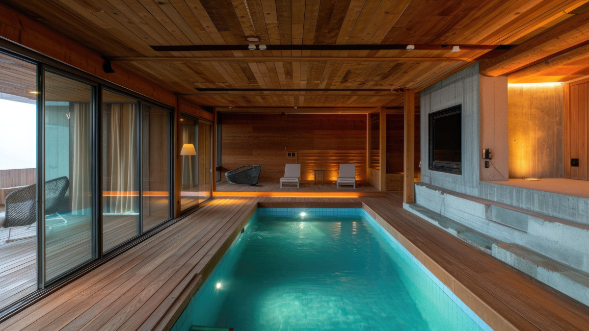piscine intérieure dans un hôtel